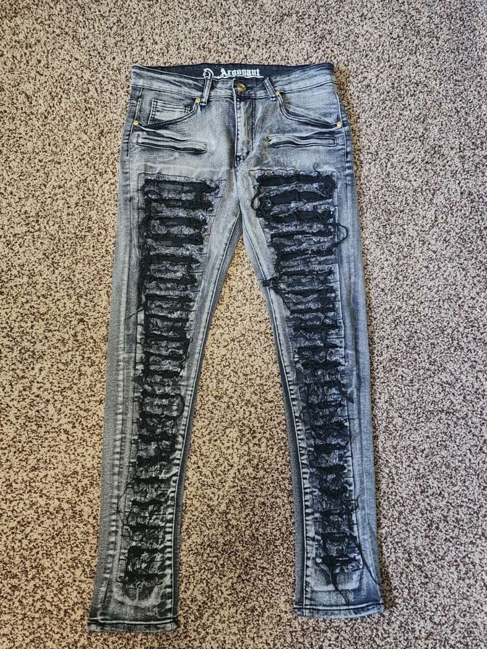 Black & grey distressed skinny jeans Argonaut Brand